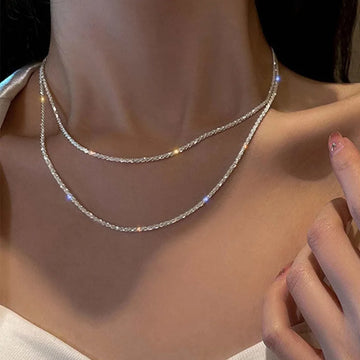 Sparkling Silver Choker Necklace