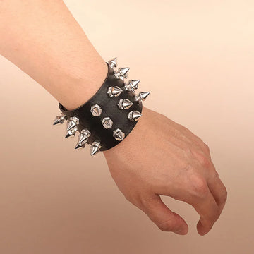 Punk Leather Spike Bracelet for Men & Women