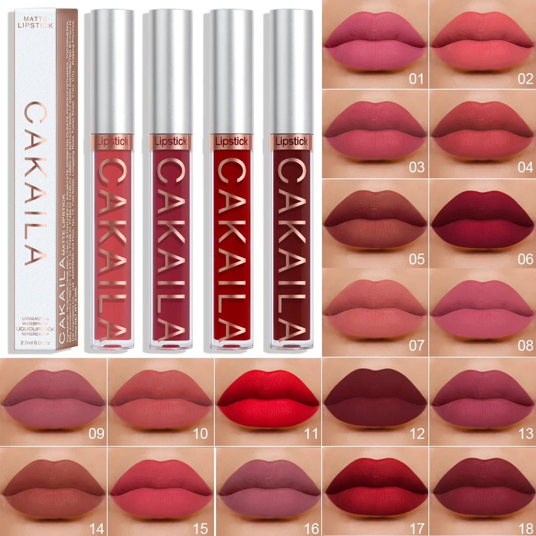 18PCS Waterproof Matte Lip Gloss