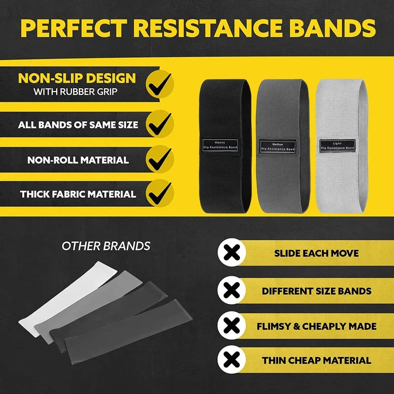 Fabric Hip Resistance Bands 3PCS