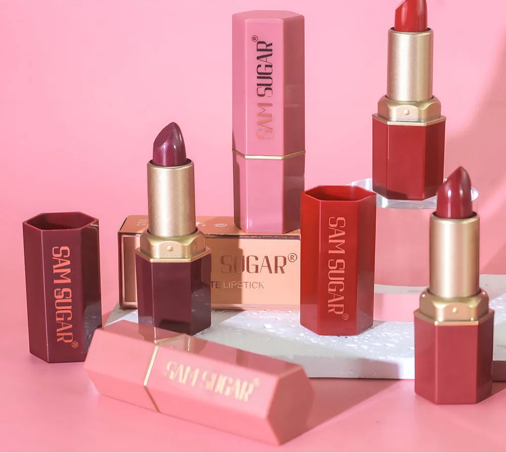 6-Color Gold Matte Lipstick Bar