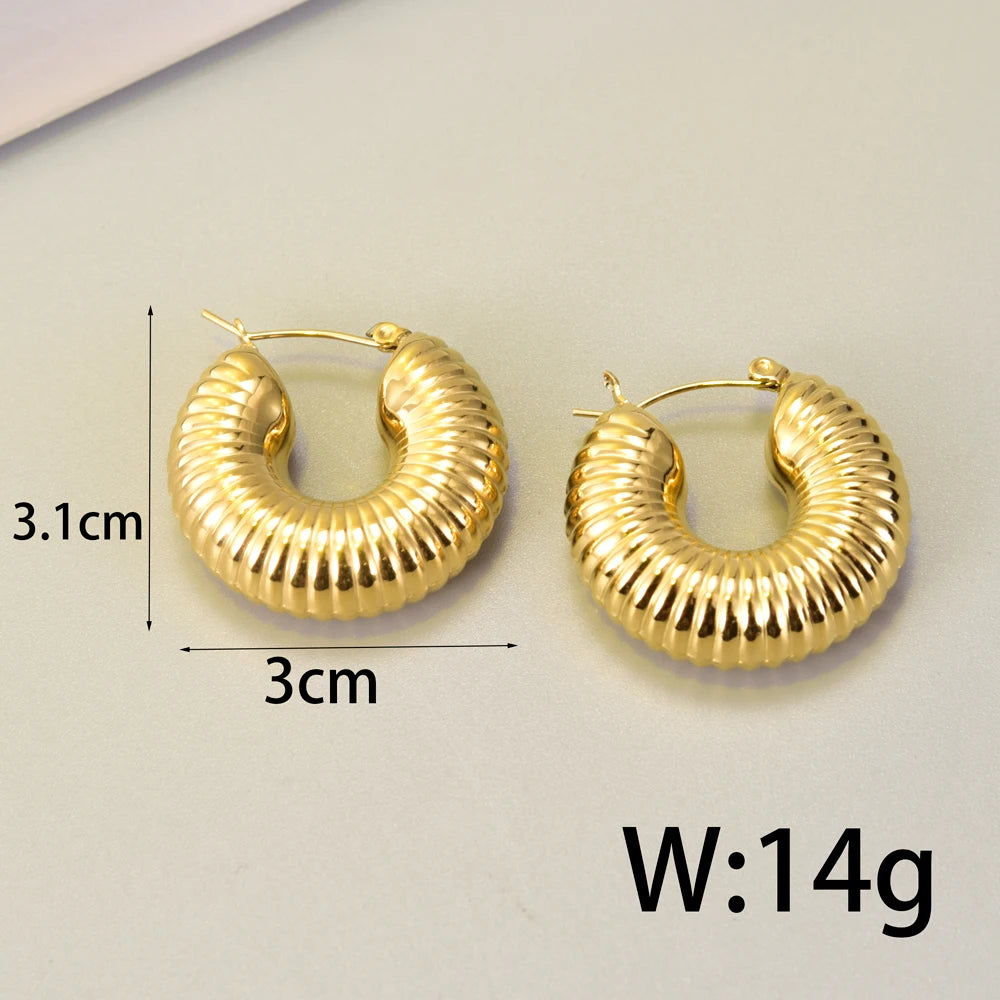 Luxury Geometric Stainless Steel Stud Earrings for Women – Minimalist Fashion Jewelry
