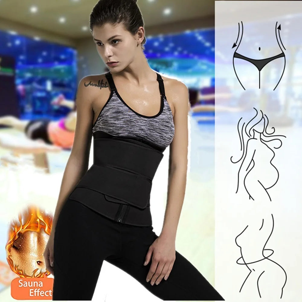 Sweat Waist Trainer Belt for Women – Slimming Body Shaper & Workout Support.
