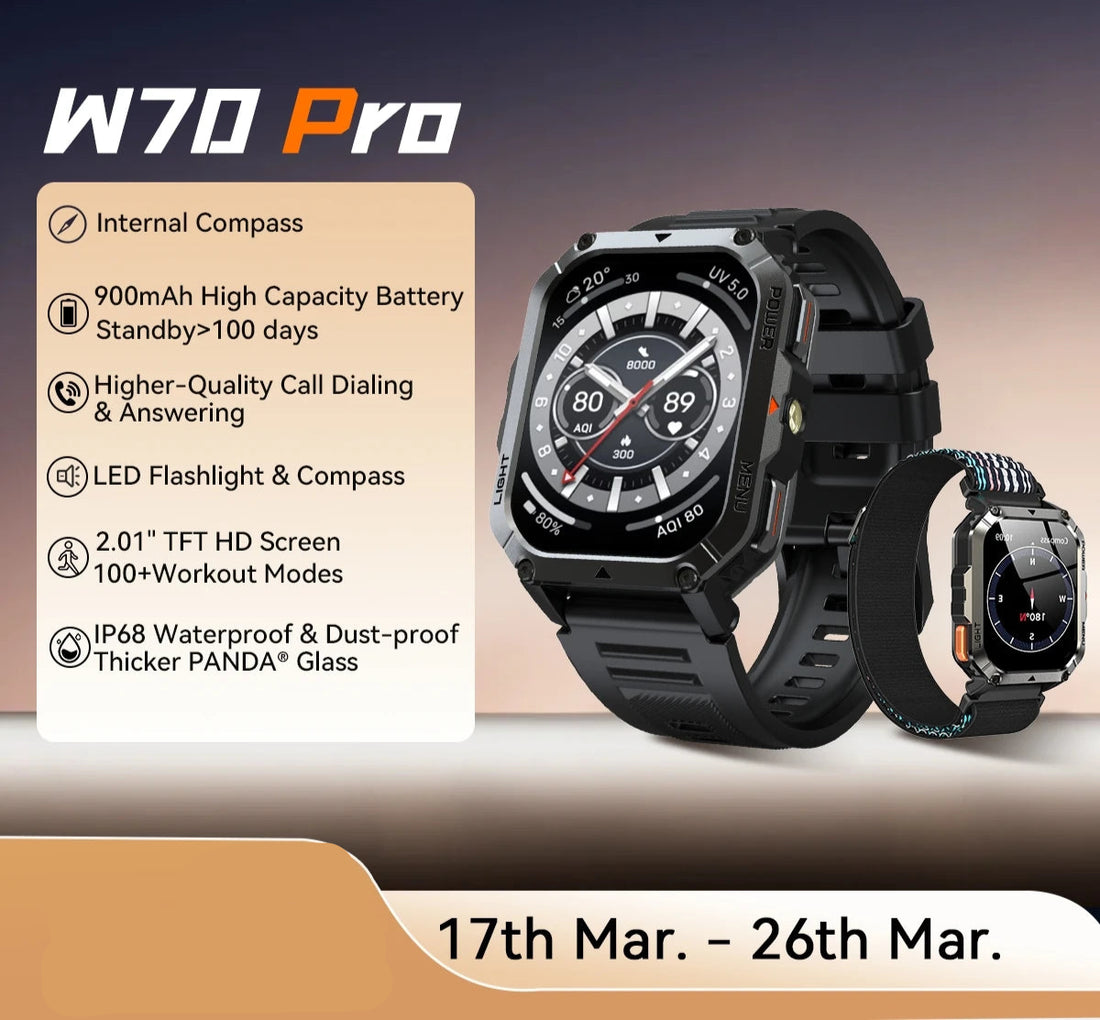W70 Pro Outdoor Smartwatch 900mAh