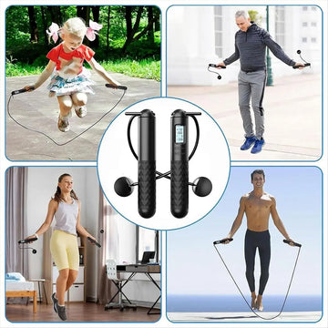 Smart Cordless Jump Rope with Digital Counter – Adjustable Fitness Skipping Rope for Home & Gym Workouts